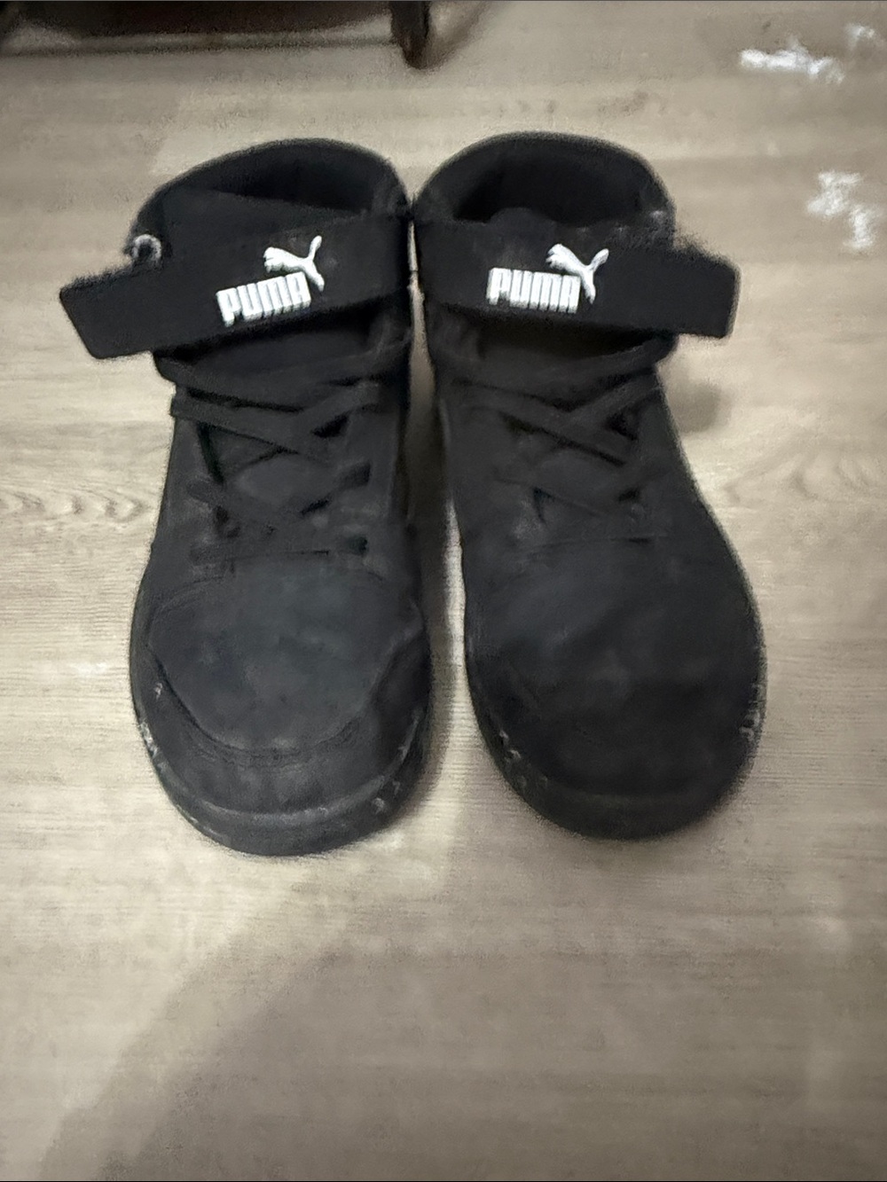 Puma Kids Black High-Top Sneakers with White Logo Strap